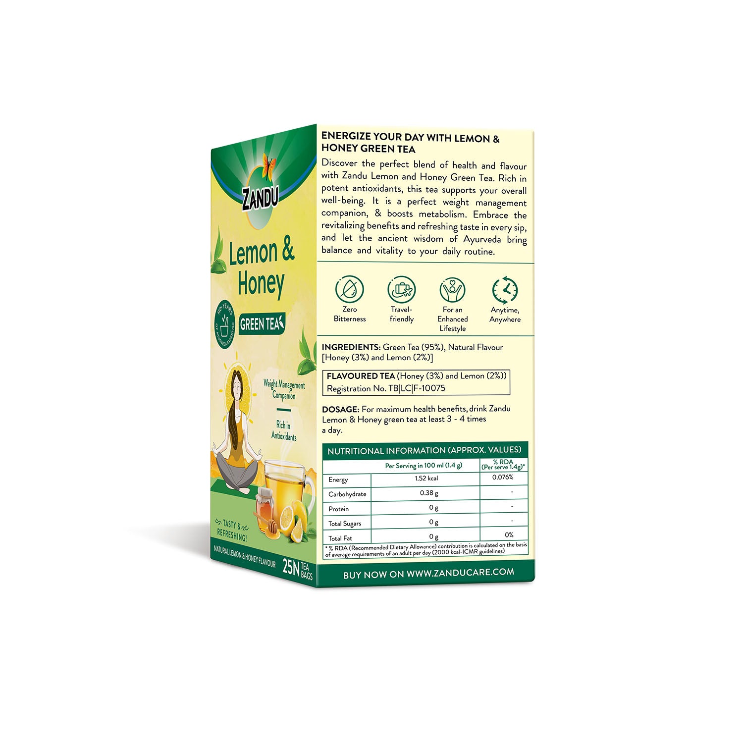 Zandu Lemon Honey Green Tea