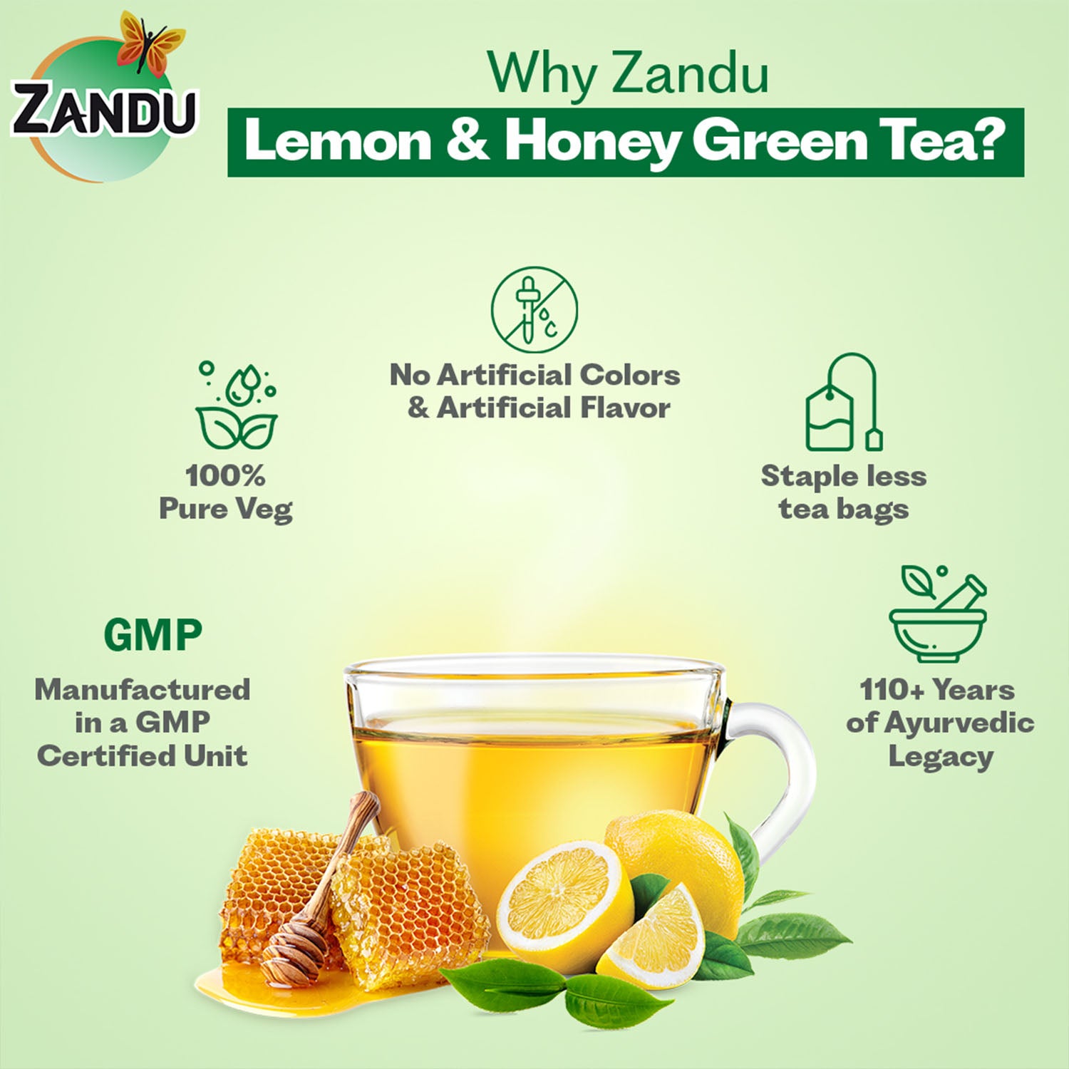 Zandu Lemon Honey Green Tea