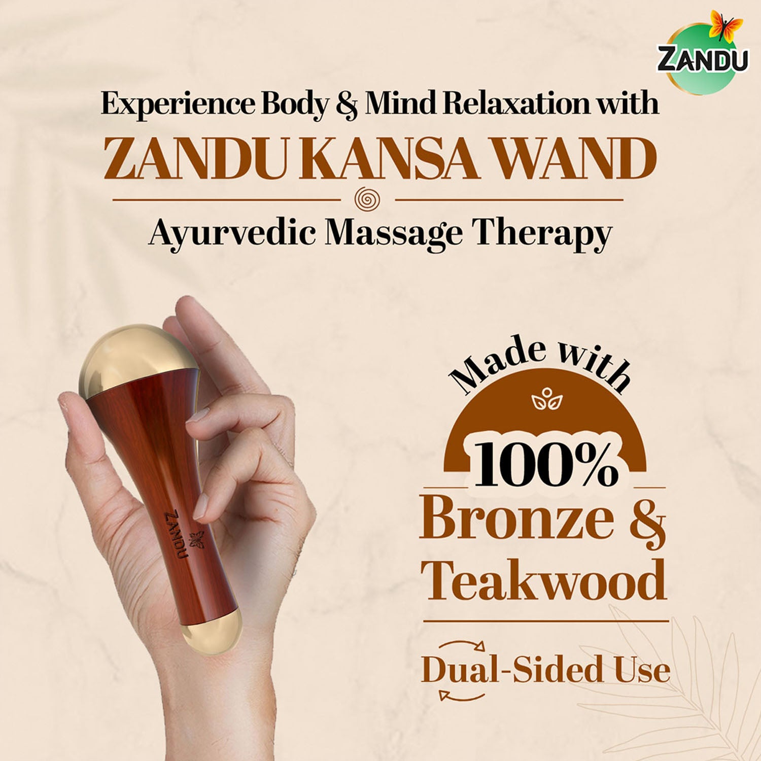 Bronze Kansa Wand - Face Yoga, Foot Massage, Lymphatic Drainage