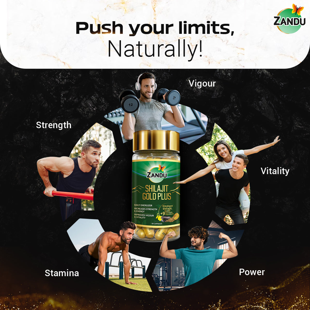 Zandu Sheelajet Gold Plus (60 Caps) + Ashwa Gandha Gold Plus (60 Caps) Combo