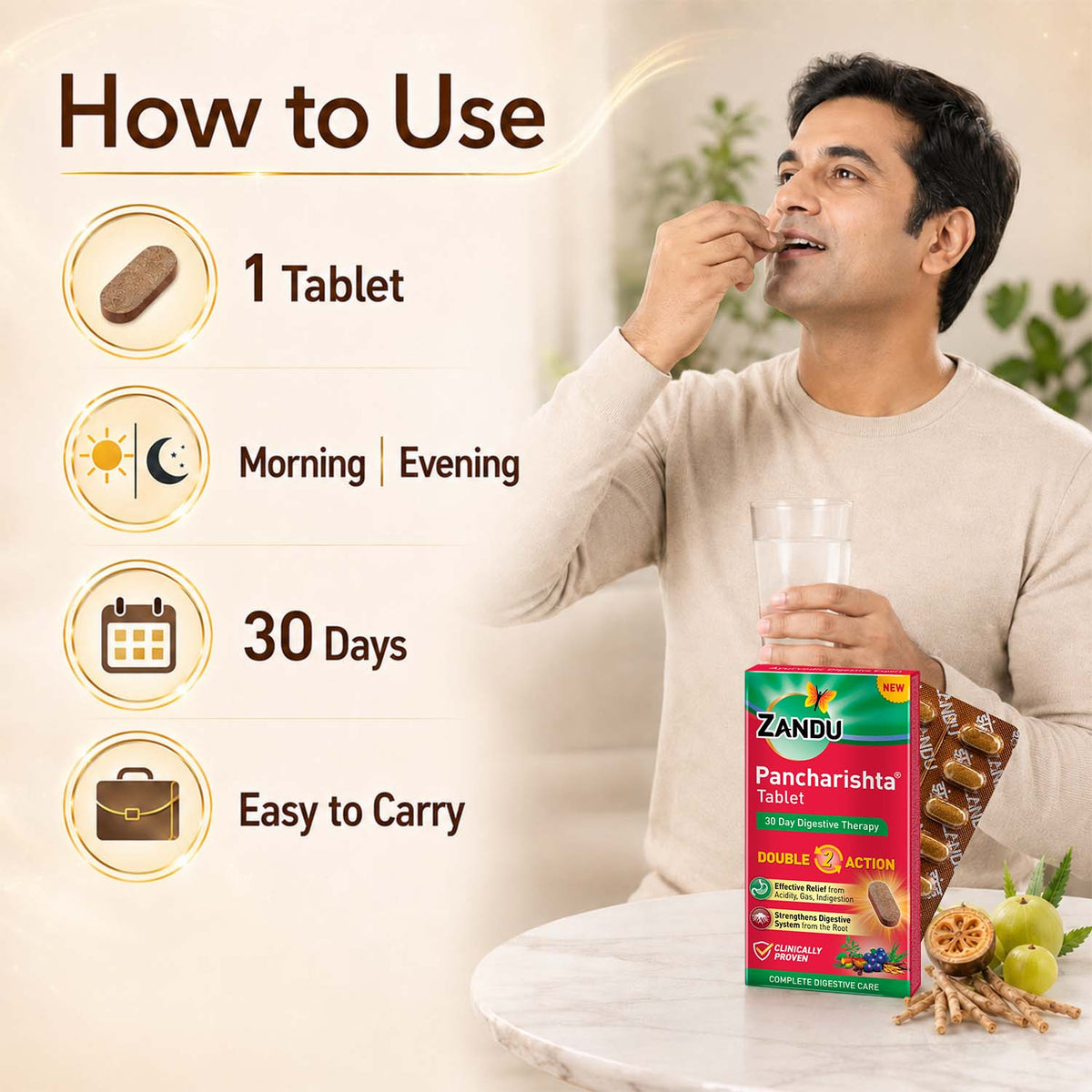 Zandu Pancharishta Tablet | Gas & Acidity Relief