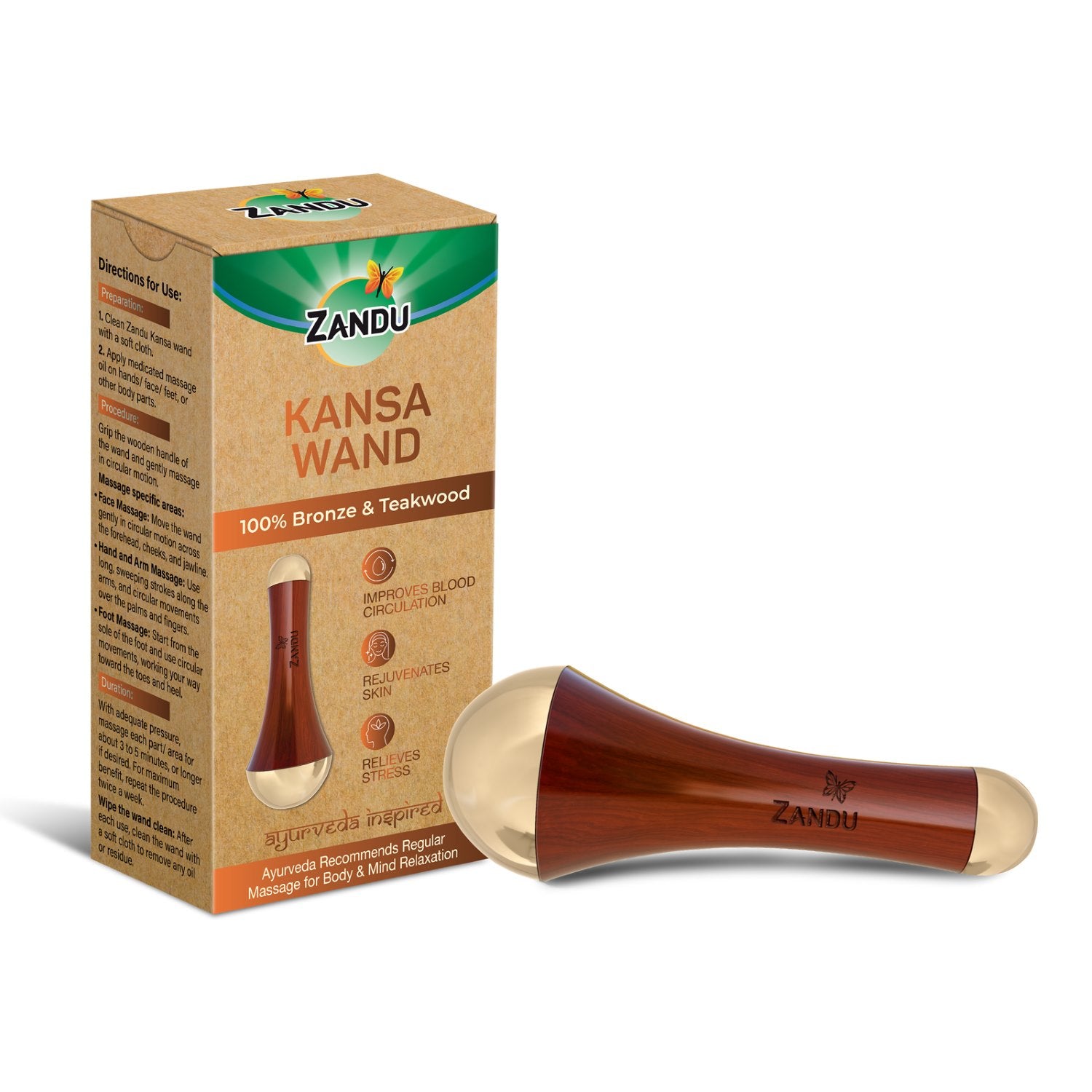 Bronze Kansa Wand - Face Yoga, Foot Massage, Lymphatic Drainage