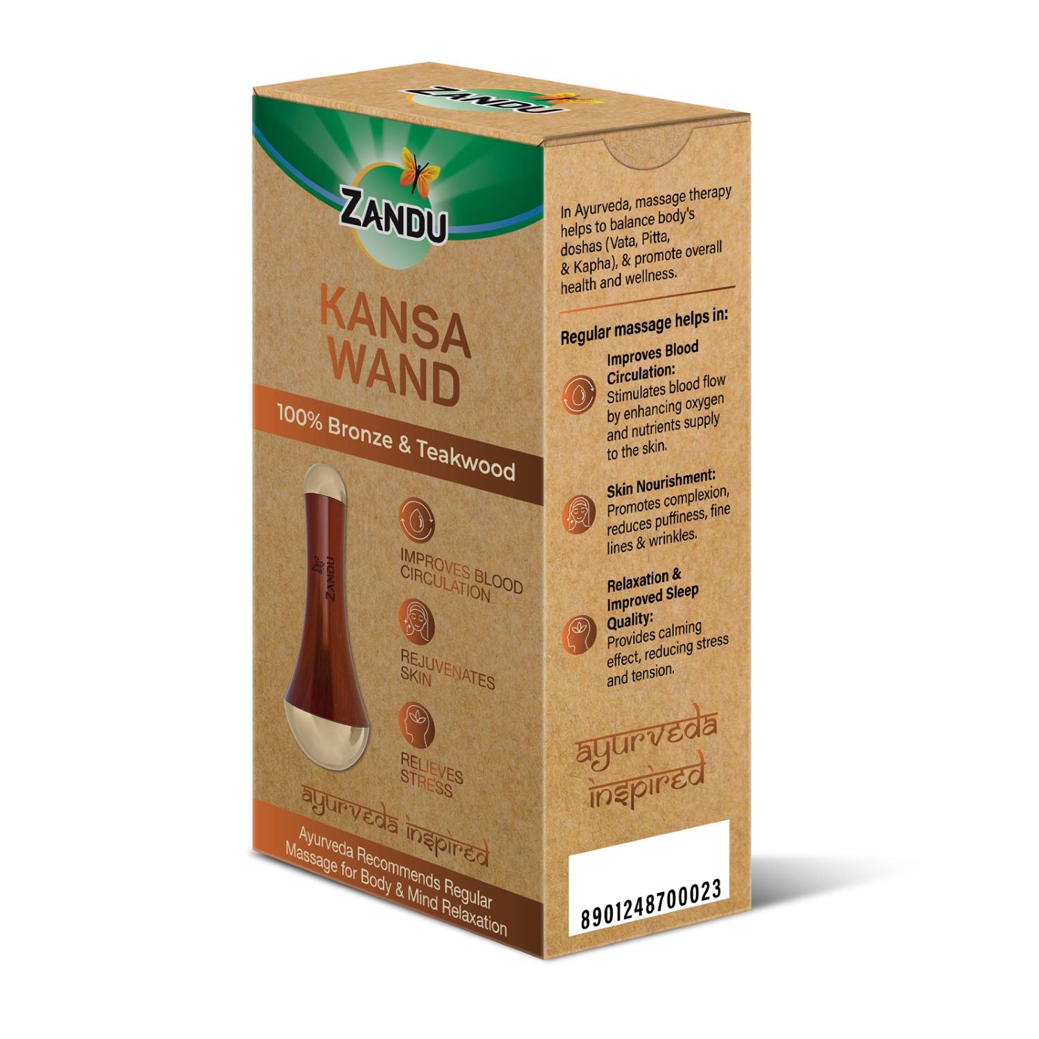 Bronze Kansa Wand - Face Yoga, Foot Massage, Lymphatic Drainage