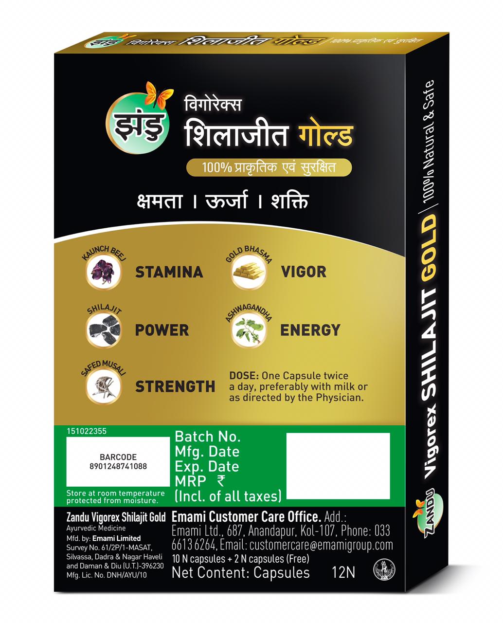 Zandu Vigorex Shilajit Gold (2 Caps Free)