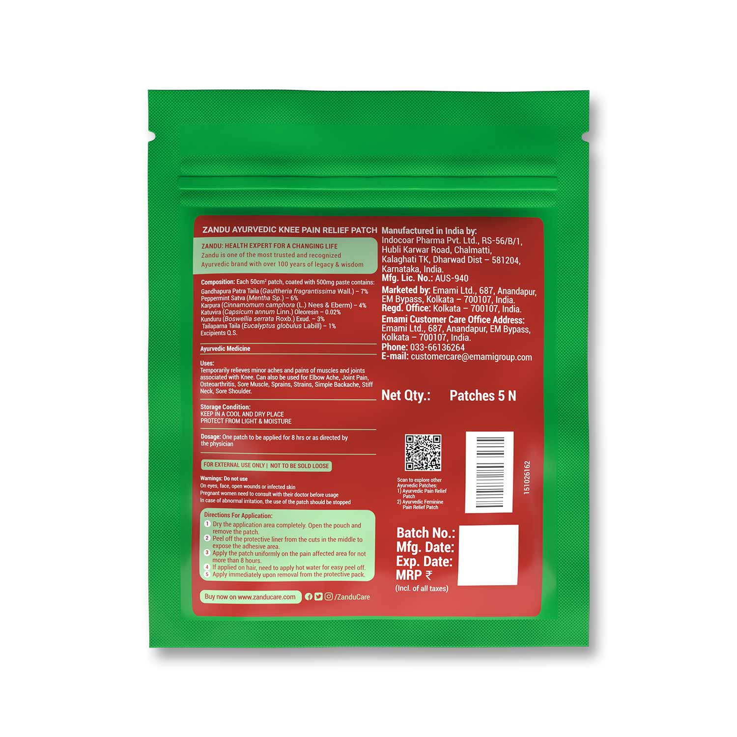 Zandu Knee Pain Relief Patch